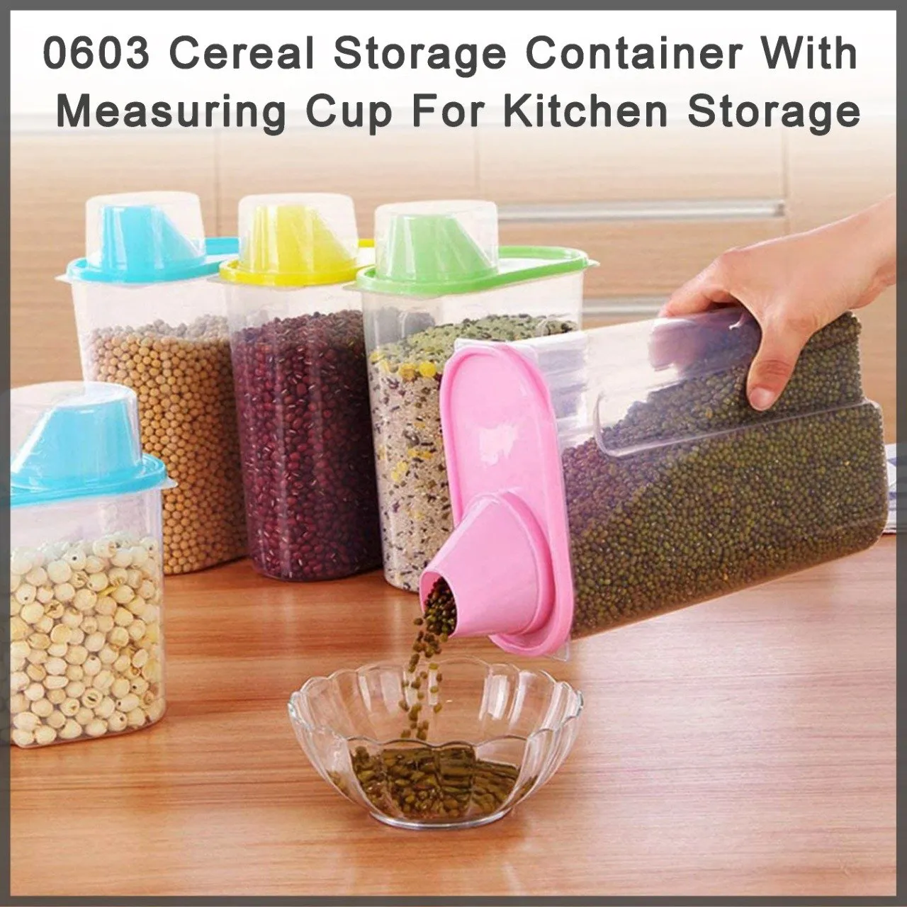 0603 Cereal Storage Container With Measuring Cup For Kitchen Storage (3 units)