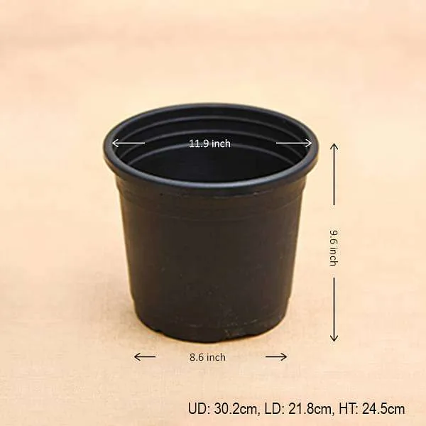 12 inch (30 cm) Grower Round Plastic Pot (Black) (set of 3)