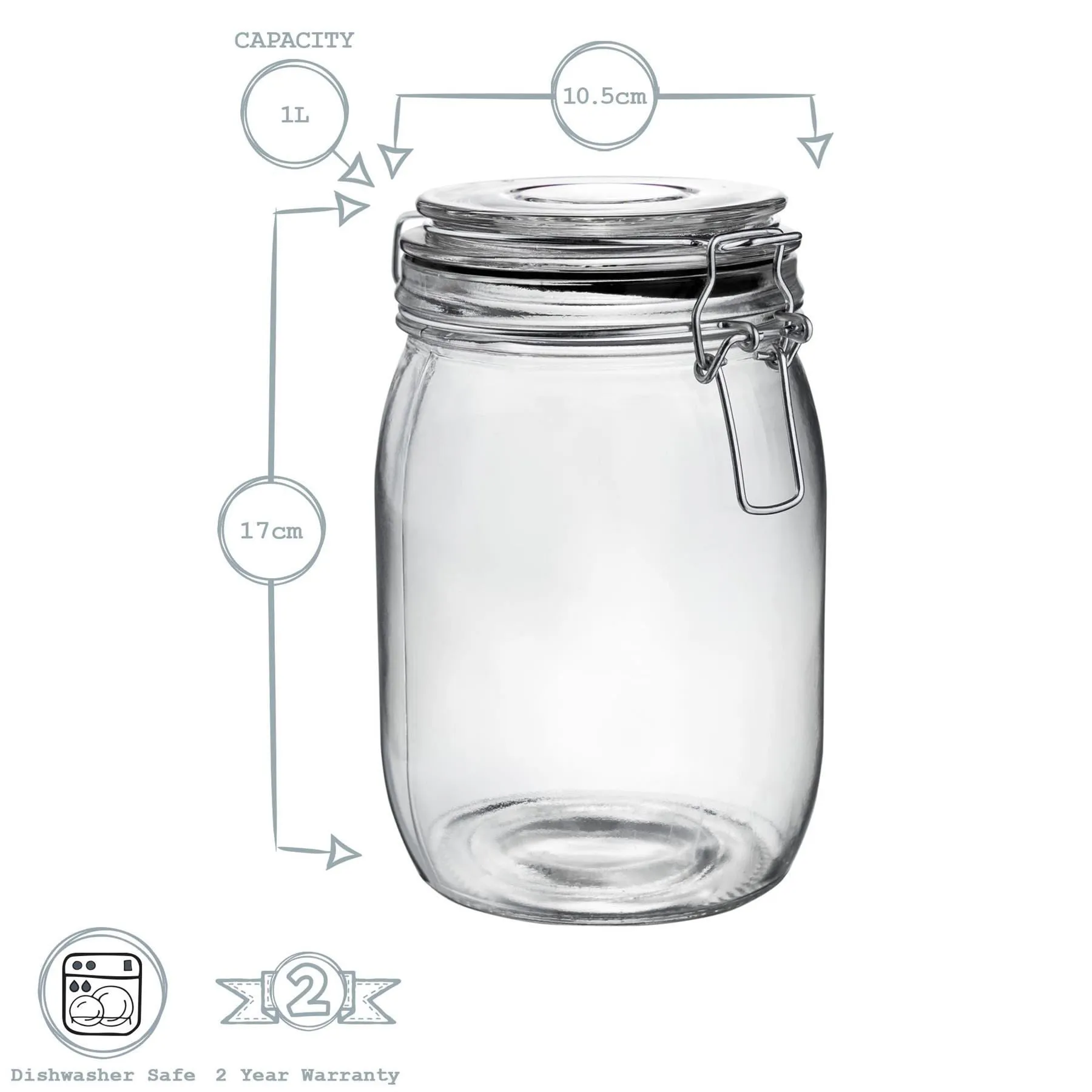 1L Classic Glass Storage Jars - Pack of 3 - By Argon Tableware