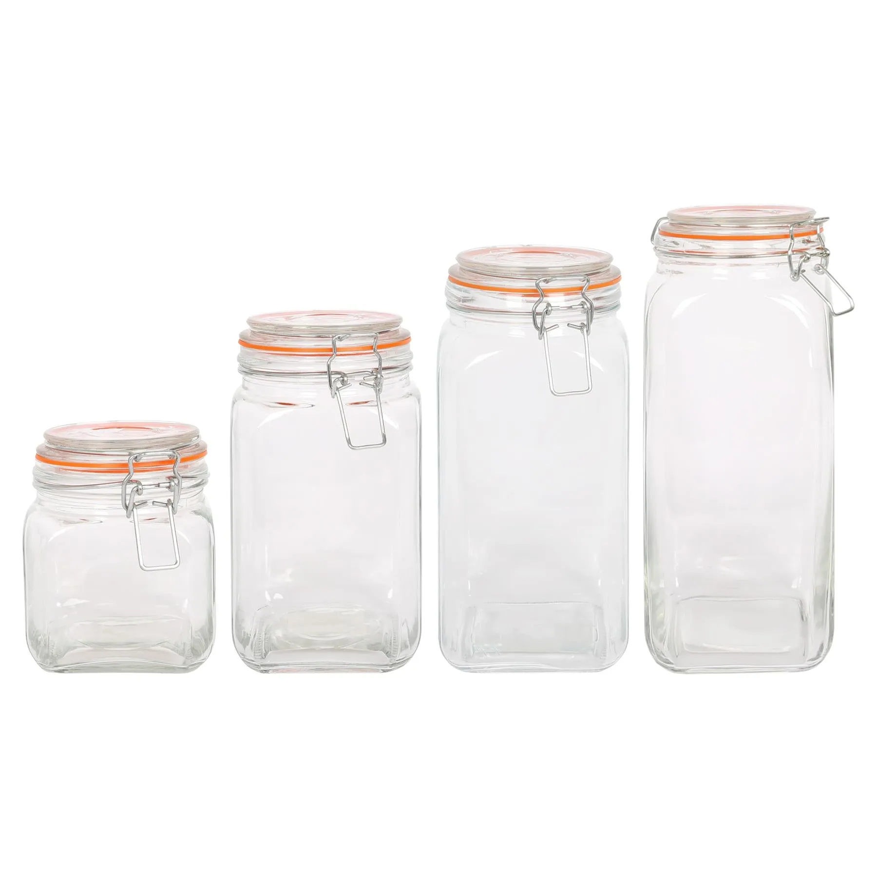 2L Square Glass Jars with Clip-Top Lids - Pack of Three - By Argon Tableware