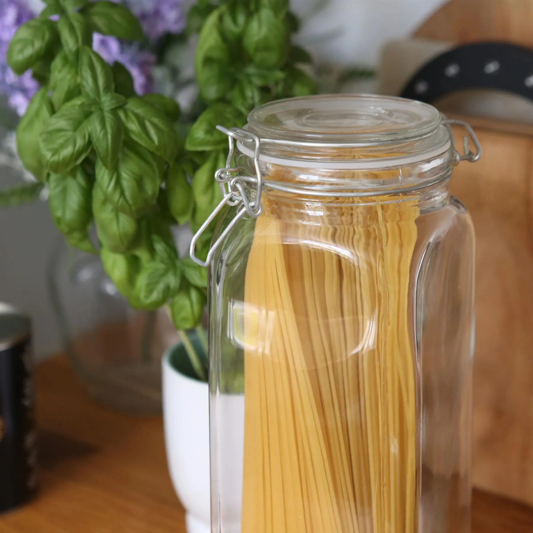 2L Square Glass Jars with Clip-Top Lids - Pack of Three - By Argon Tableware