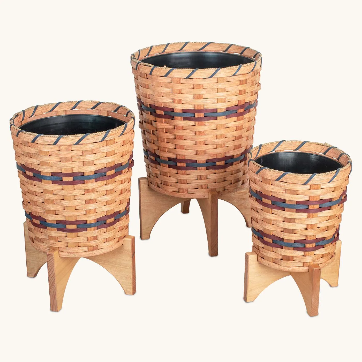 3-Piece Basket Planter Set | Round Woven Wicker Plant Baskets