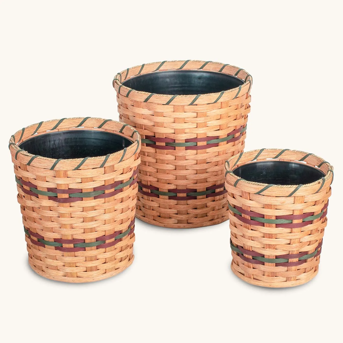 3-Piece Basket Planter Set | Round Woven Wicker Plant Baskets