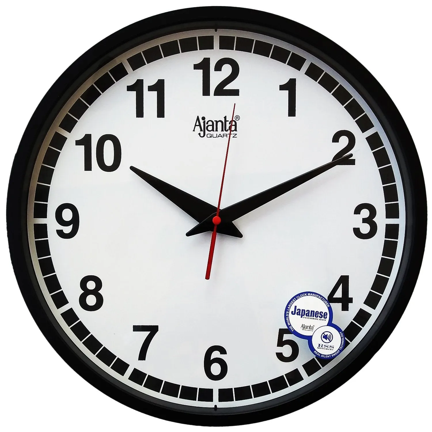 Ajanta Plastic Analog Wall Clock (30.3 Cm X 30.3 Cm X 4.5 Cm, Black), Abstract