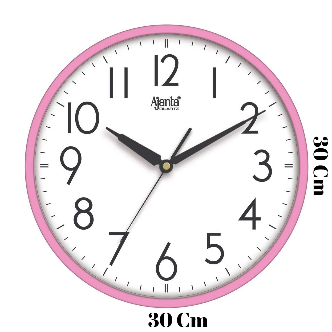 Ajanta Plastic Quartz Step Movement Premium Finish Analog Wall Clock (Pink, White, 30X30X4 Cm)