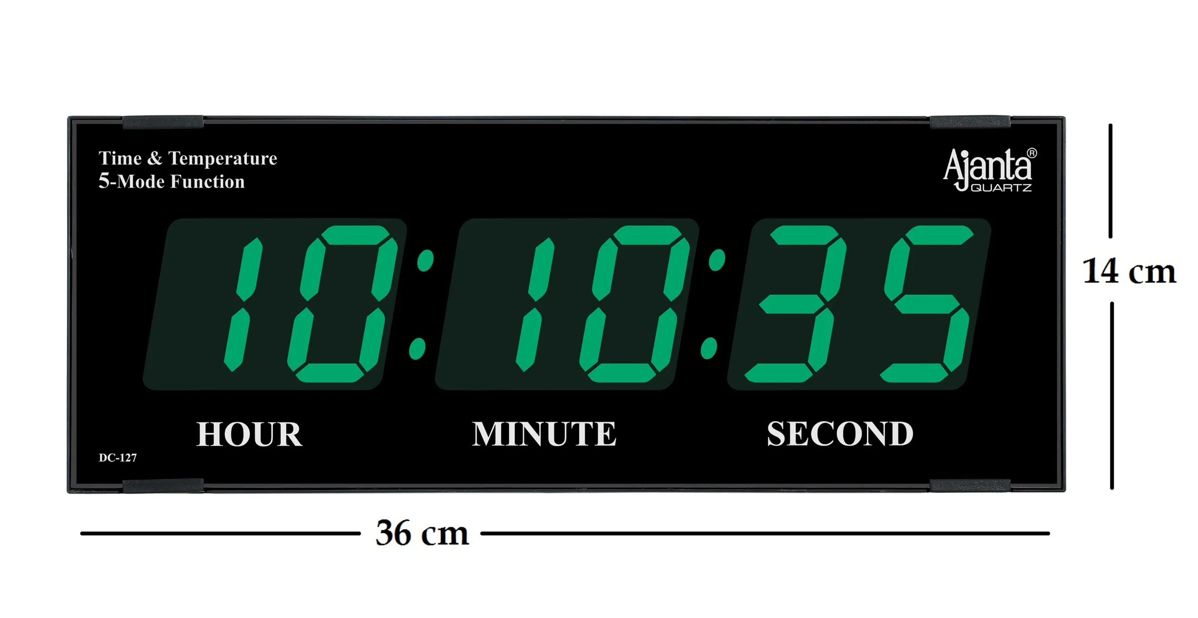 Ajanta Quartz Digital Wall Clock for Home and Office (Green Led_36 X 14 X 3 Cm)(Plastic)