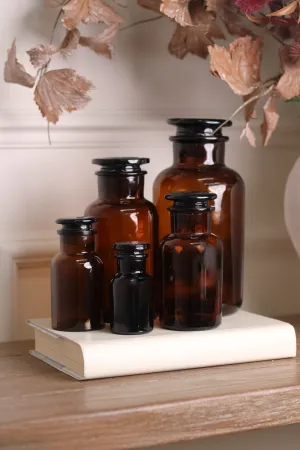 Amber Apothecary Glass Jars | Set of 5