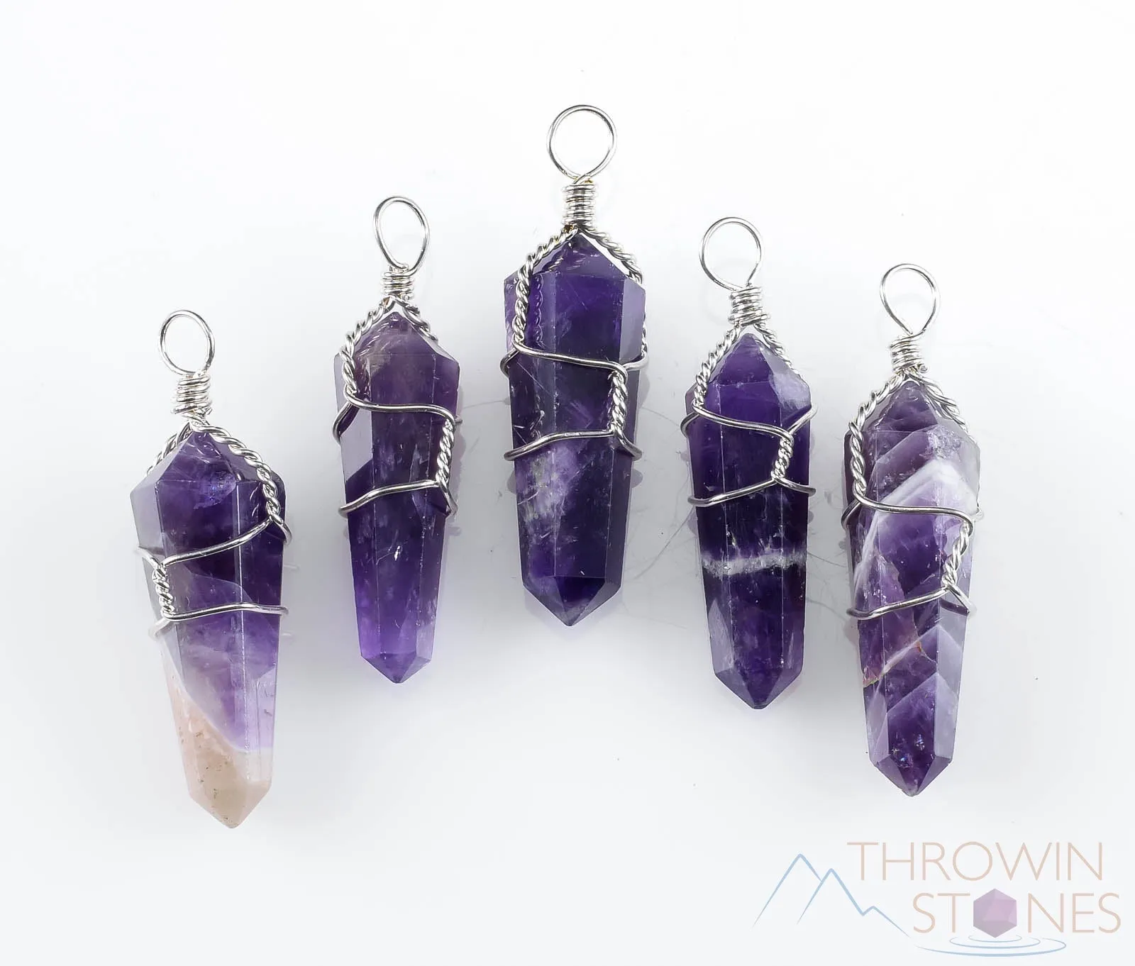 AMETHYST Crystal Pendant - Wire Wrapped Crystal Necklace, Crystal Points, Birthstone, Handmade Jewelry, E0141