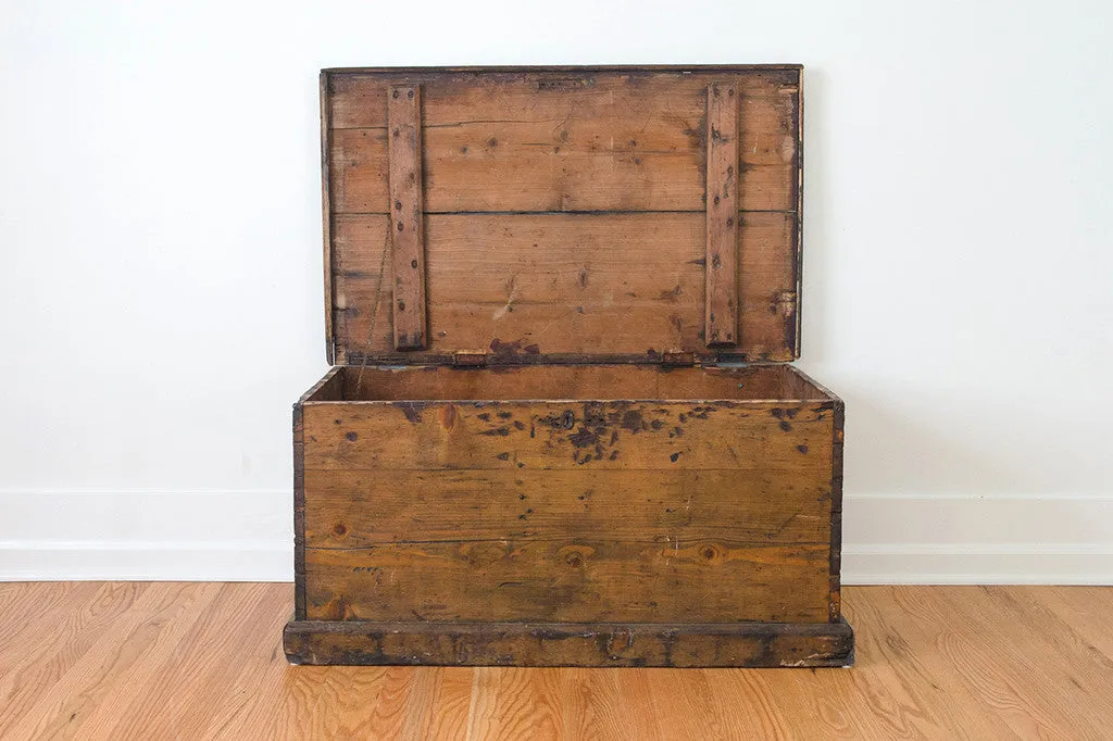 Antique English Pine Trunk