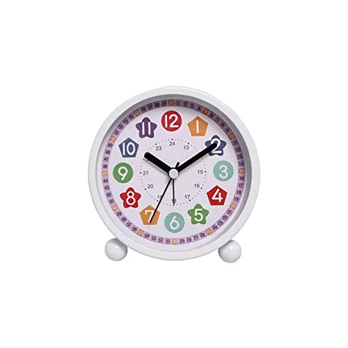 ATORSE® Table Clock with Night Light Non Ticking Silent for Nightstand Study Home Style E