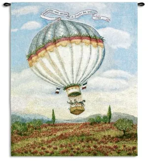 Balloon Over Poppy Wall Tapestry by Alexandra Churchill©