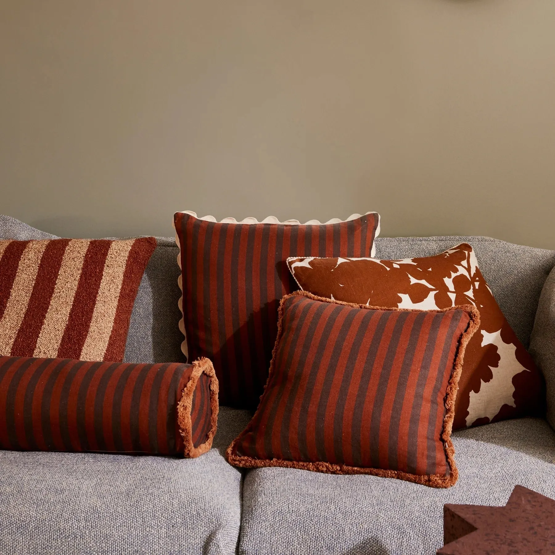 Bonnie & Neil Thin Stripe Chocolate Cushion 60cm