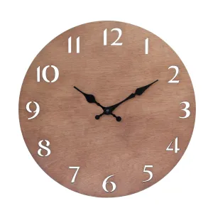 Brown Natural Wood Wall Clock - 14 Inch (WS)