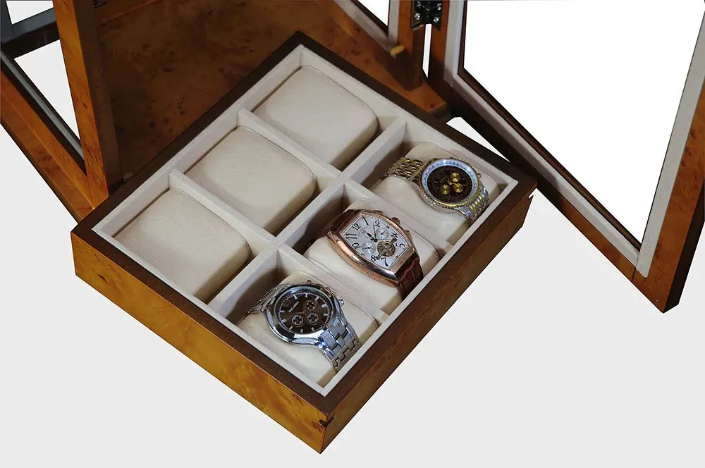 Burl Wooden Watch Cabinet for 18 watches