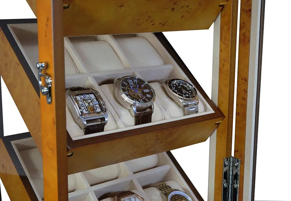 Burl Wooden Watch Cabinet for 18 watches