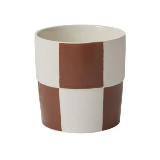 Checkerboard Pot Brown 6.75"