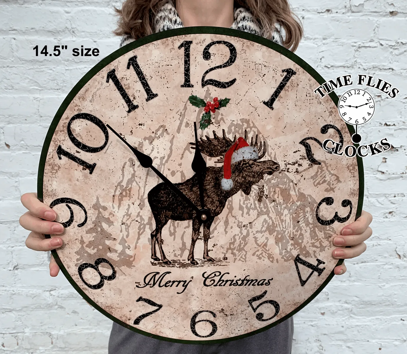 Christmas Moose- Merry Christmas Moose Clock