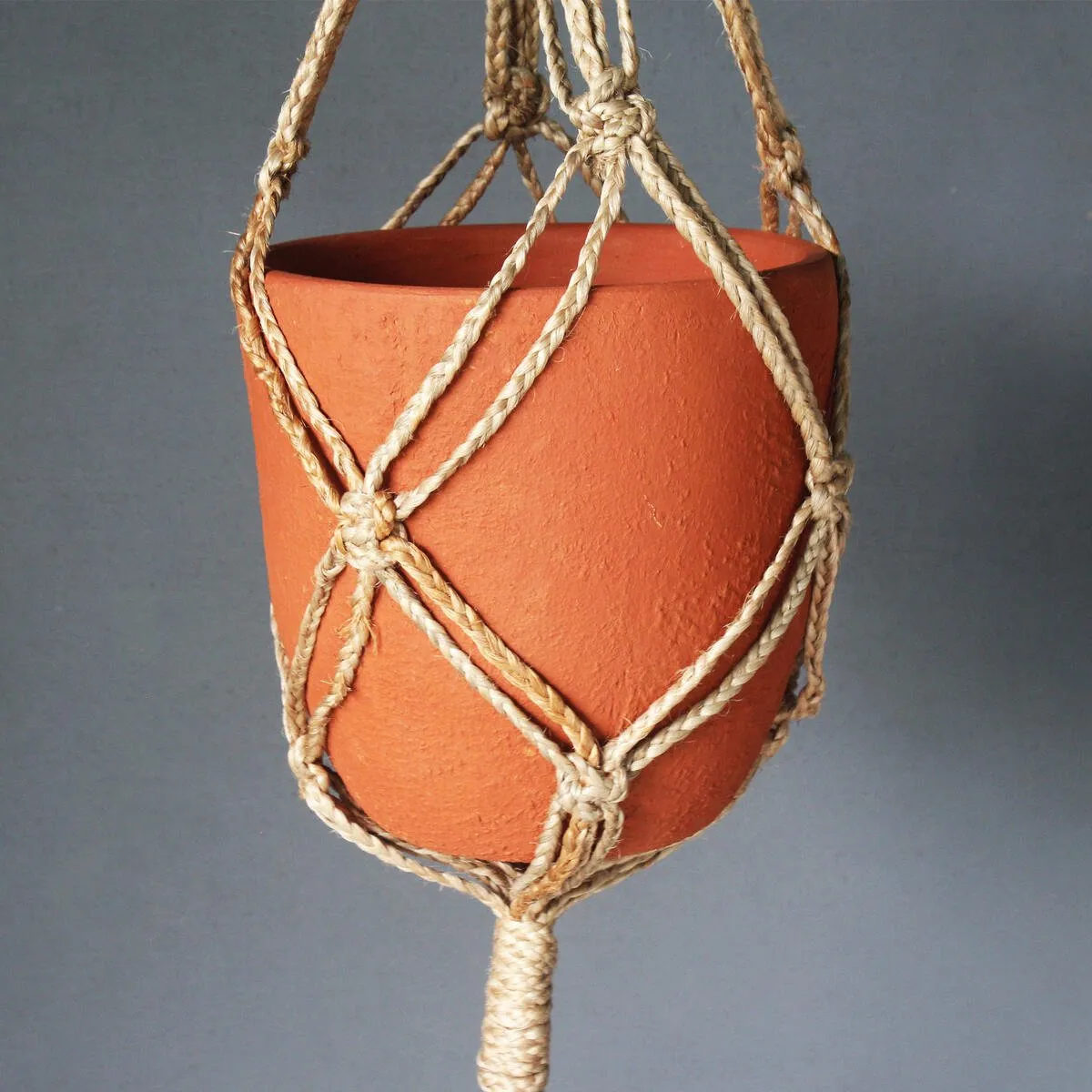 Classic Terracotta Planter with Jute Macrame Hanger Design 4