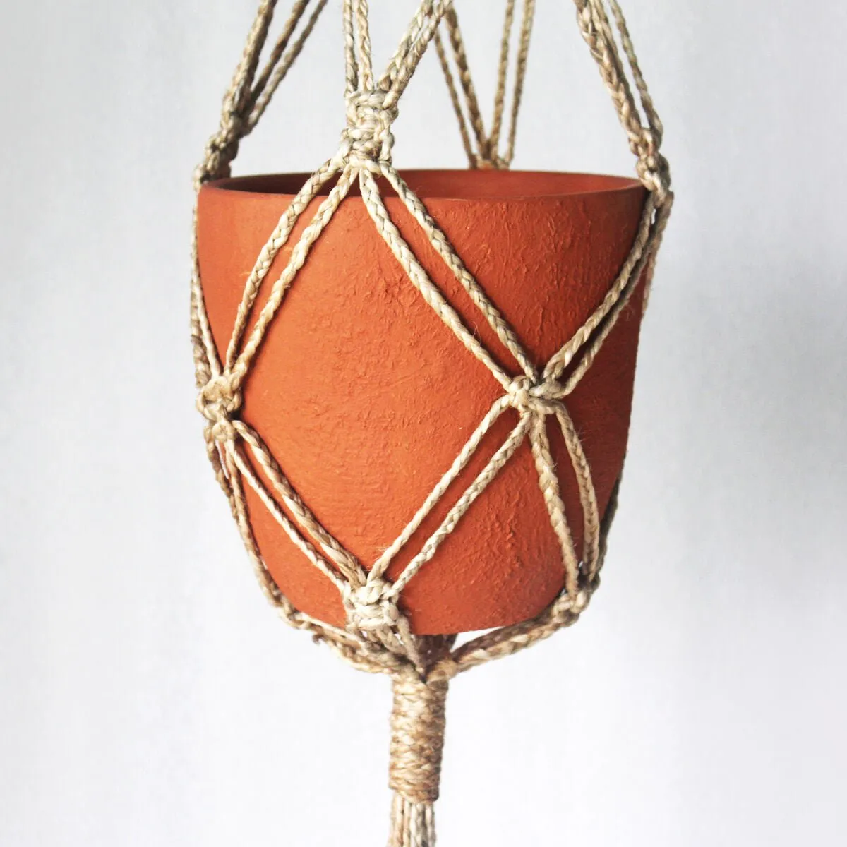 Classic Terracotta Planter with Jute Macrame Hanger Design1