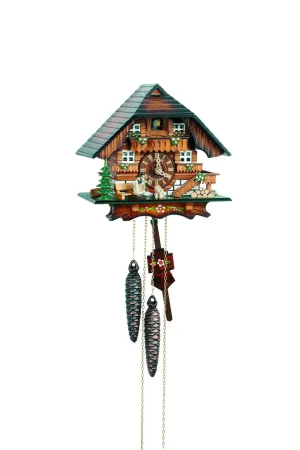 Couple and Dog 8" Black Forest German Cuckoo Clock