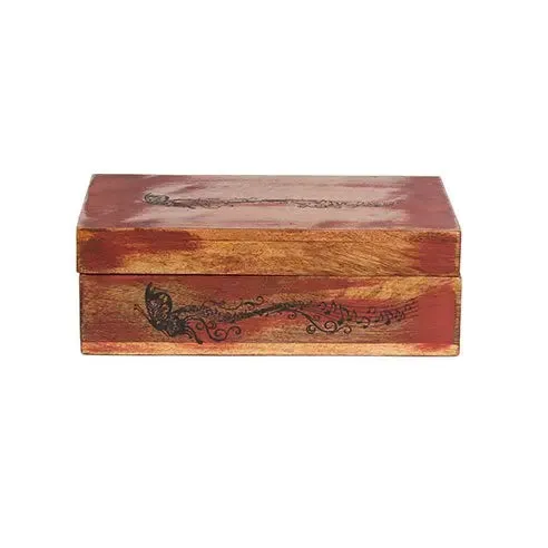 Distress red wooden box with 6 compartments