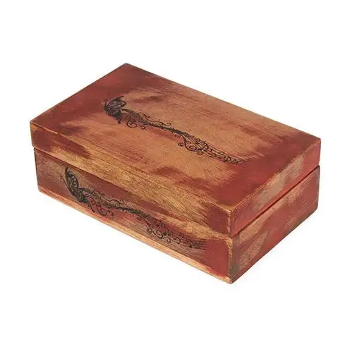 Distress red wooden box with 6 compartments