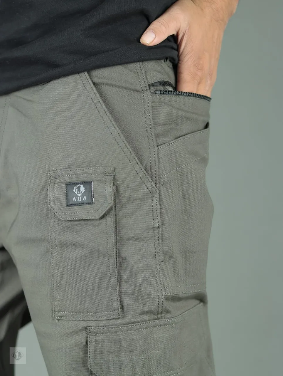 Durable and stylish cotton with multiple pockets Cargo (OLIVE GREEN). BY WALKOUTWEAR