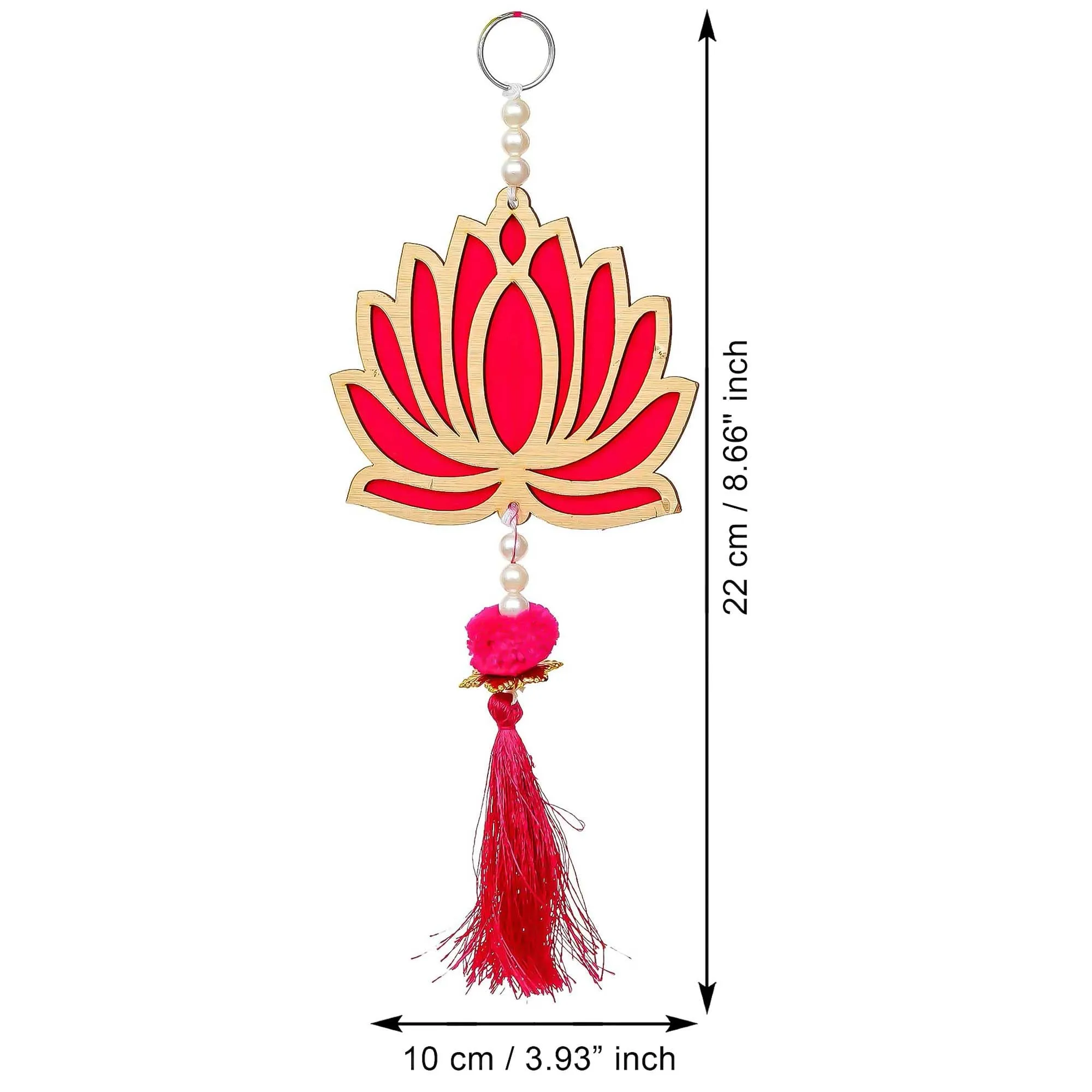 eCraftIndia Lotus Flower Decorative Wall Hanging for Home Decor (Pack of 4) - Lotus Hangings for Main Door Entrance Pooja Room Temple - Wedding, Ganpati Navratri Diwali Decoration Items