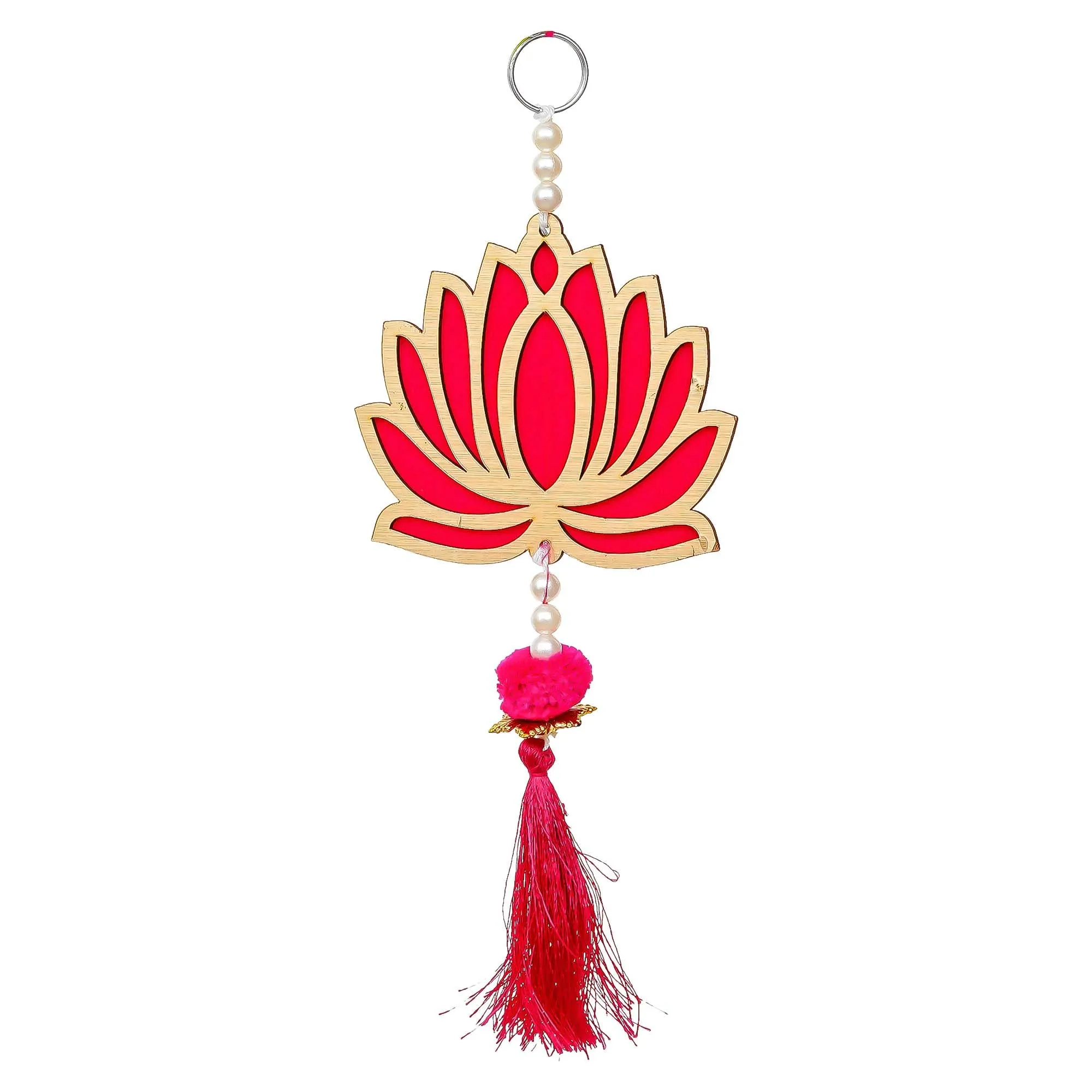 eCraftIndia Lotus Flower Decorative Wall Hanging for Home Decor (Pack of 4) - Lotus Hangings for Main Door Entrance Pooja Room Temple - Wedding, Ganpati Navratri Diwali Decoration Items