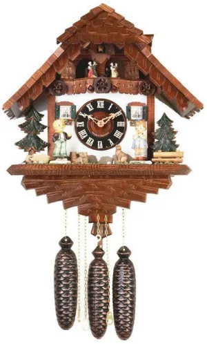 Eight Day Musical 15" German Cuckoo Clock with Boy and Girl