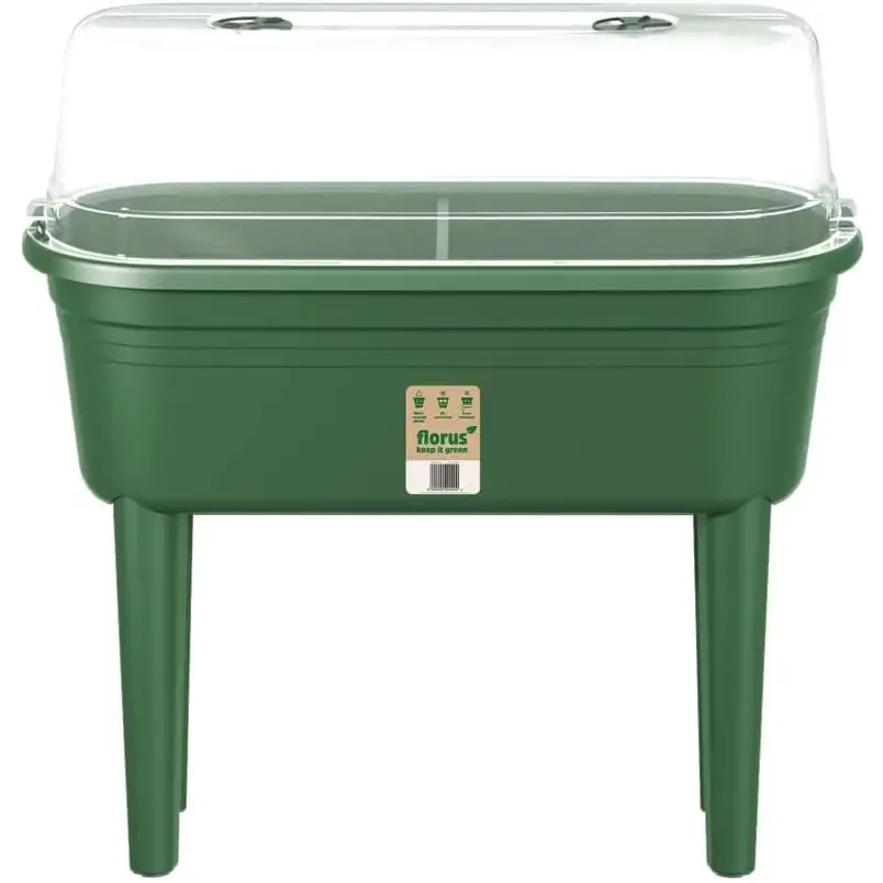 Elho Florus Grow Table Set (Includes Protective Lid) - 78cm x 37cm - Available in Green & Grey