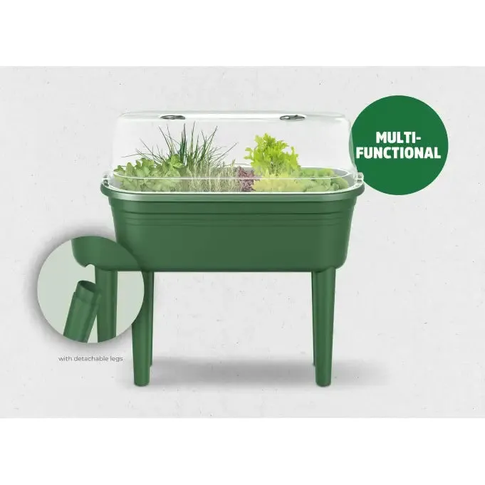 Elho Florus Grow Table Set (Includes Protective Lid) - 78cm x 37cm - Available in Green & Grey