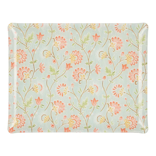 Fabric Tray Large Indienne/Stripe Aqua/Coral