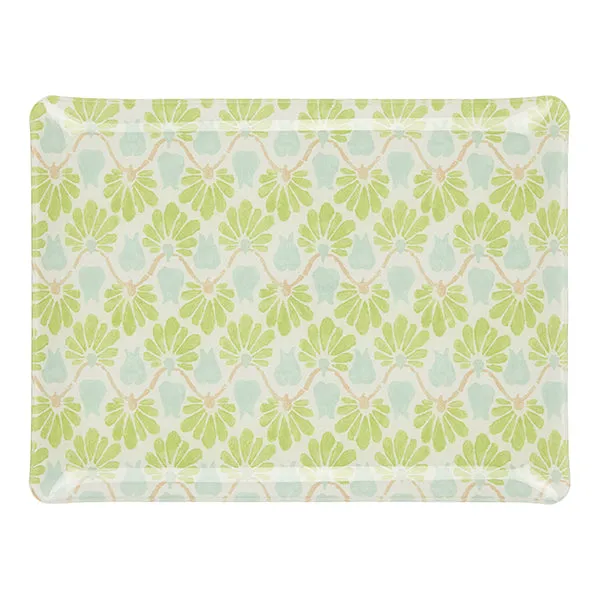 Fabric Tray Medium Ginko Leaf Green/Aqua