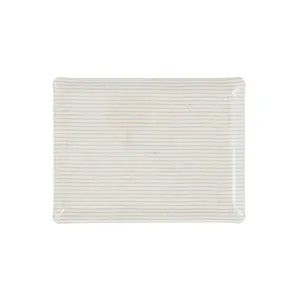 Fabric Tray Medium Stripe Beige and White