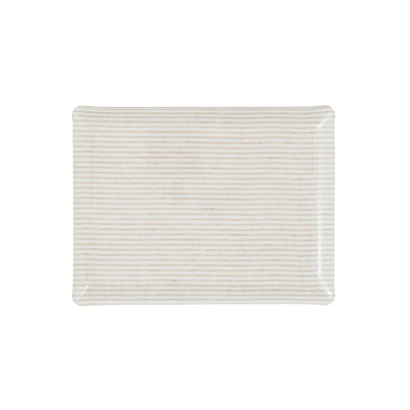 Fabric Tray Medium Stripe Beige and White