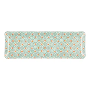 Fabric Tray Oblong Batik Dot Aqua/Coral