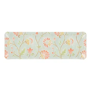 Fabric Tray Oblong Indienne/Stripe Aqua/Coral