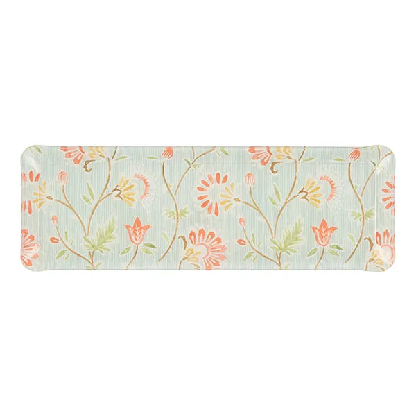 Fabric Tray Oblong Indienne/Stripe Aqua/Coral