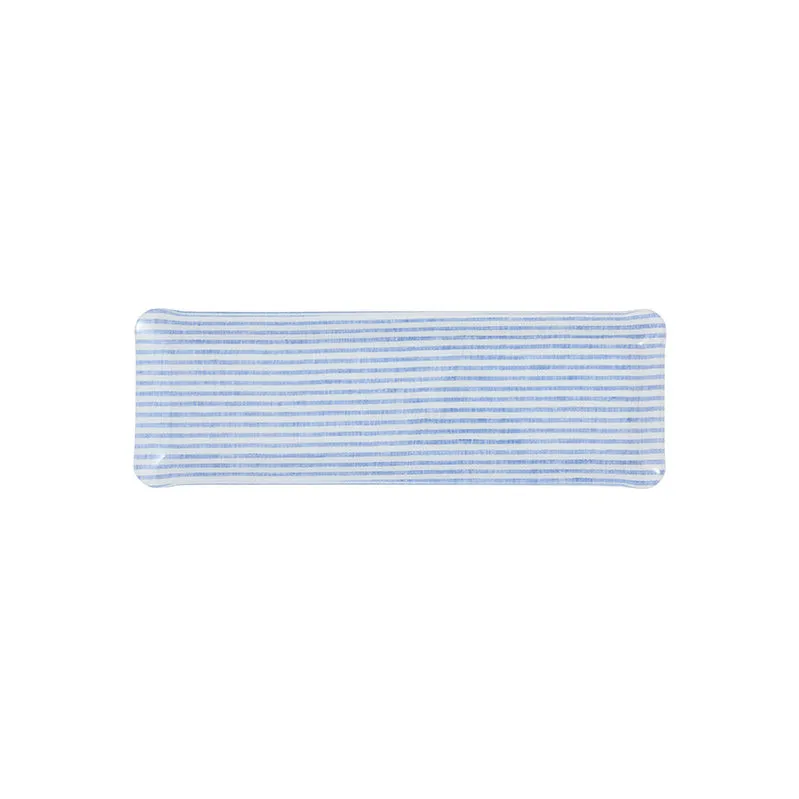 Fabric Tray Oblong Stripe Blue and White