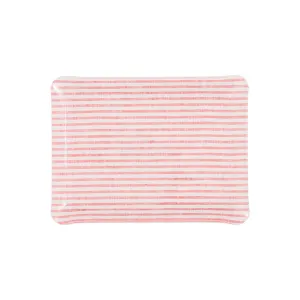 Fabric Tray Small Stripe Coral and White