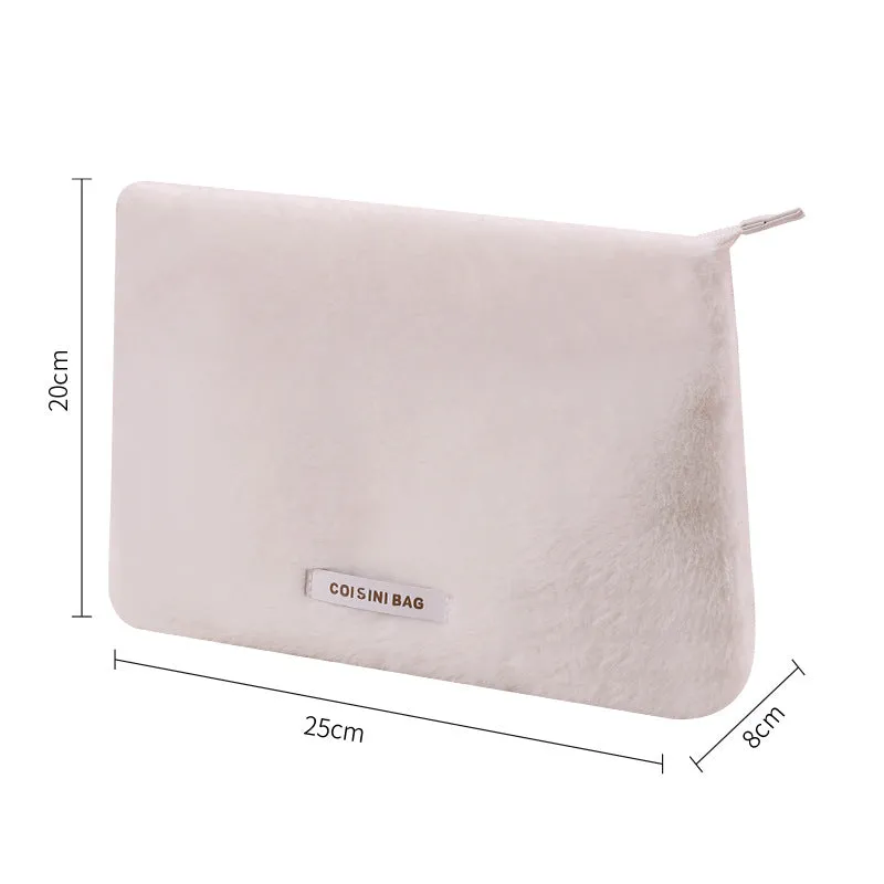 Fashion Plush Cosmetic Bag Travel Portable Skin Care Product Storage Bag Winter Travel Toiletries Storage Bag