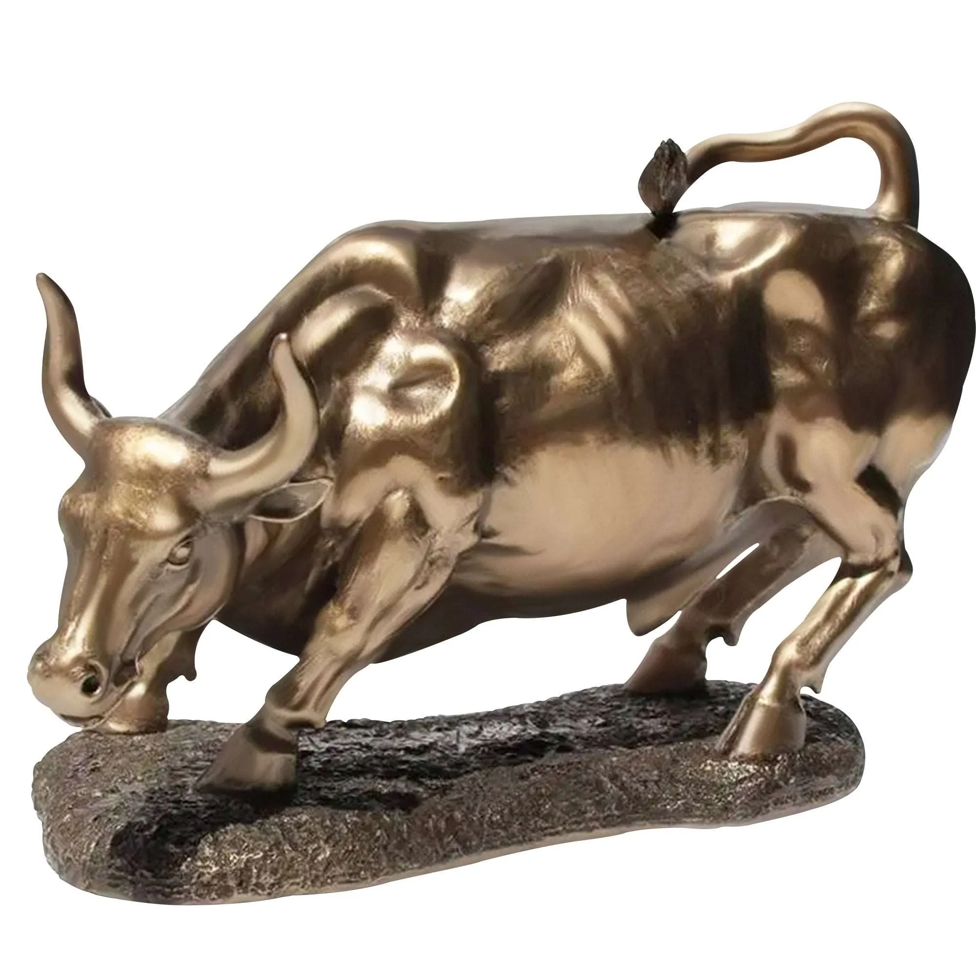 FINEST Custom Polished Indoor Bronze Charging Bull Tabletop Sculpture FB-071