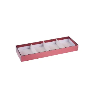 Four Section Red Tray 8 Packs Gift Box With Clear Cover 11" X 3.75" X 1.25"