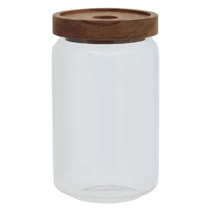 Freska Clear Glass and Acacia Wood Preserving Food Storage Jar - 800ml