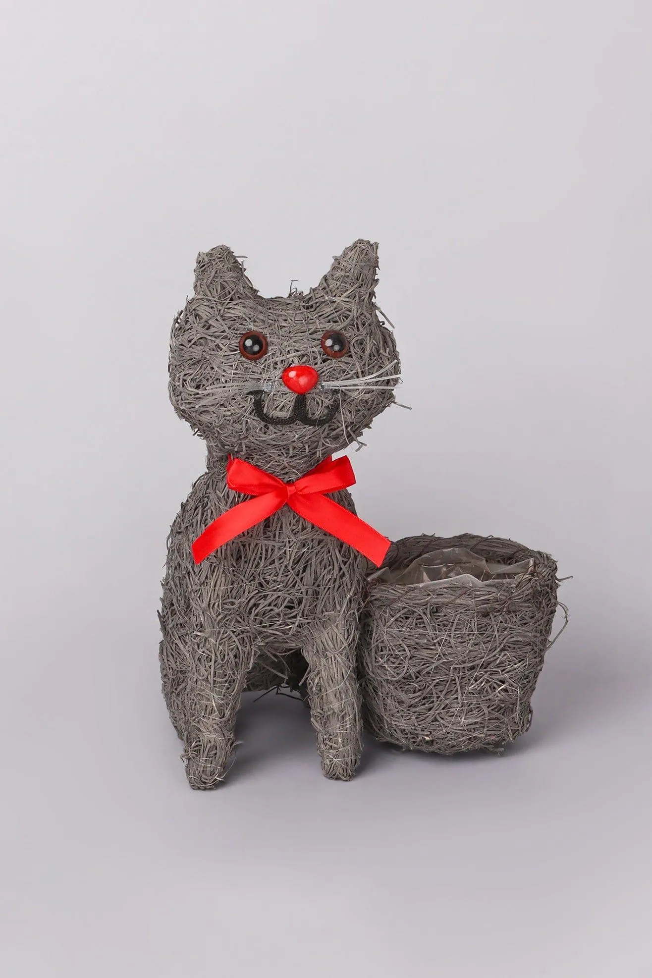 Friendly Grey Cat Fiber Planter