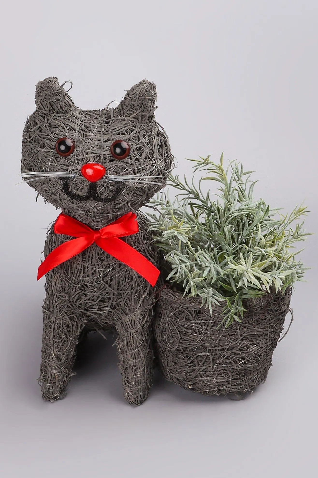 Friendly Grey Cat Fiber Planter