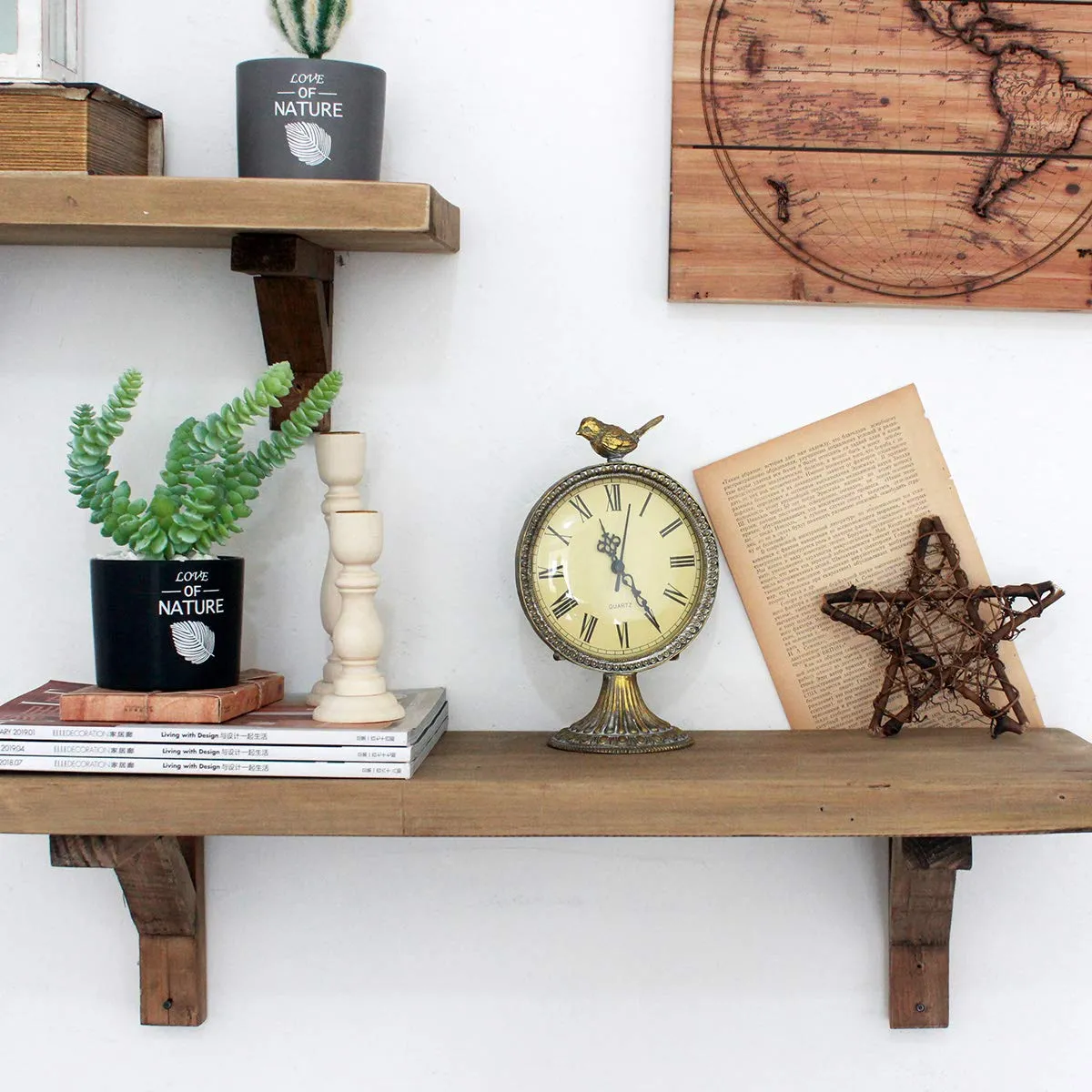 Funly mee Vintage Pewter Table Clock with Cute Bird,Antique Gold