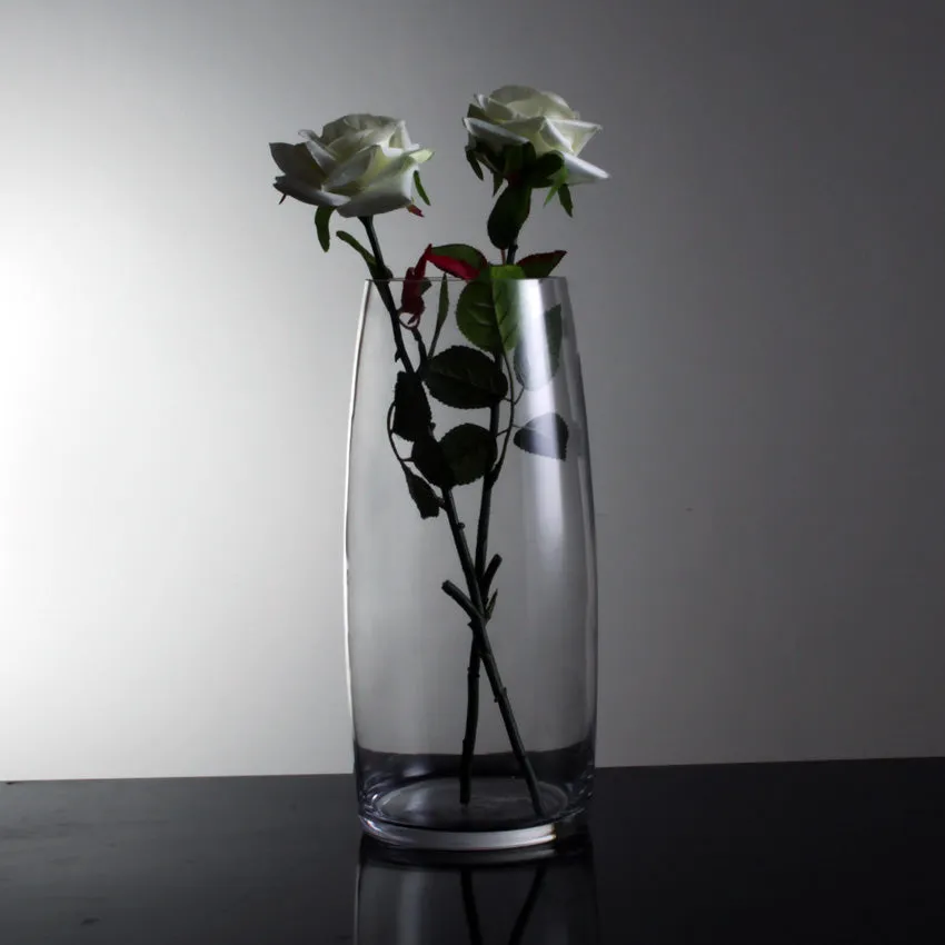 Hand-Blown Fluted Clear Glass Vase