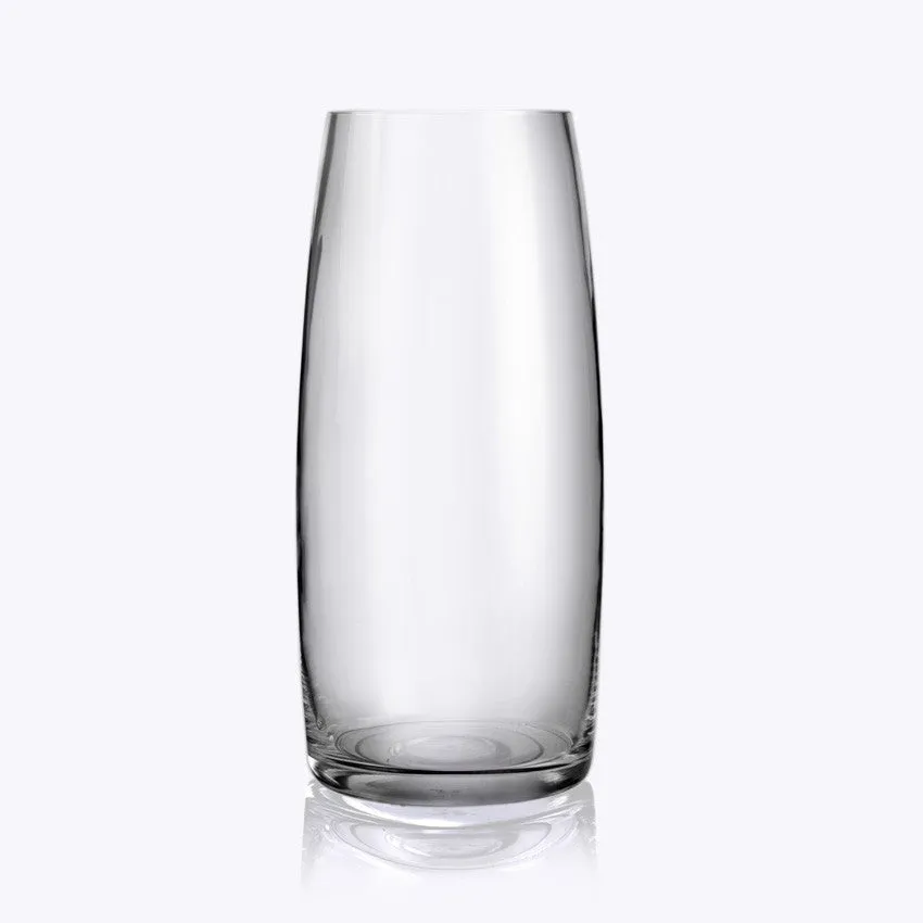 Hand-Blown Fluted Clear Glass Vase